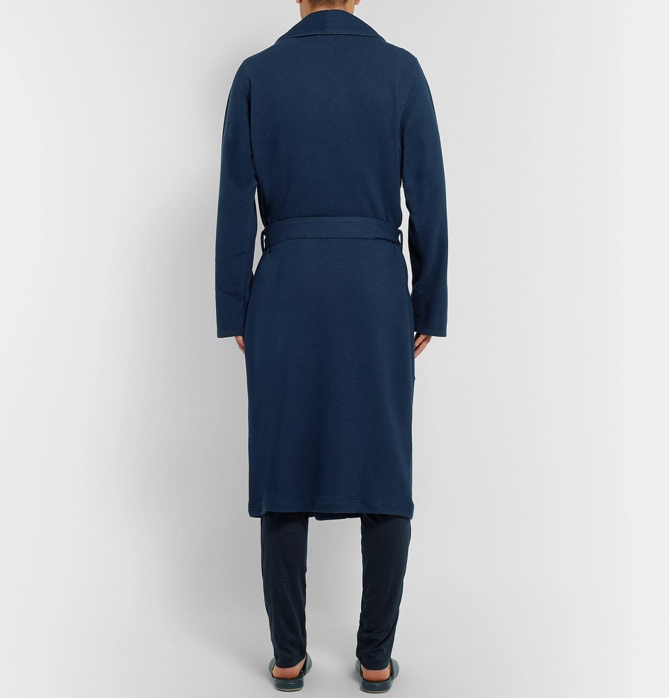 Hugo Boss - Waffle-Knit Cotton Robe - Men - Navy Hugo Boss