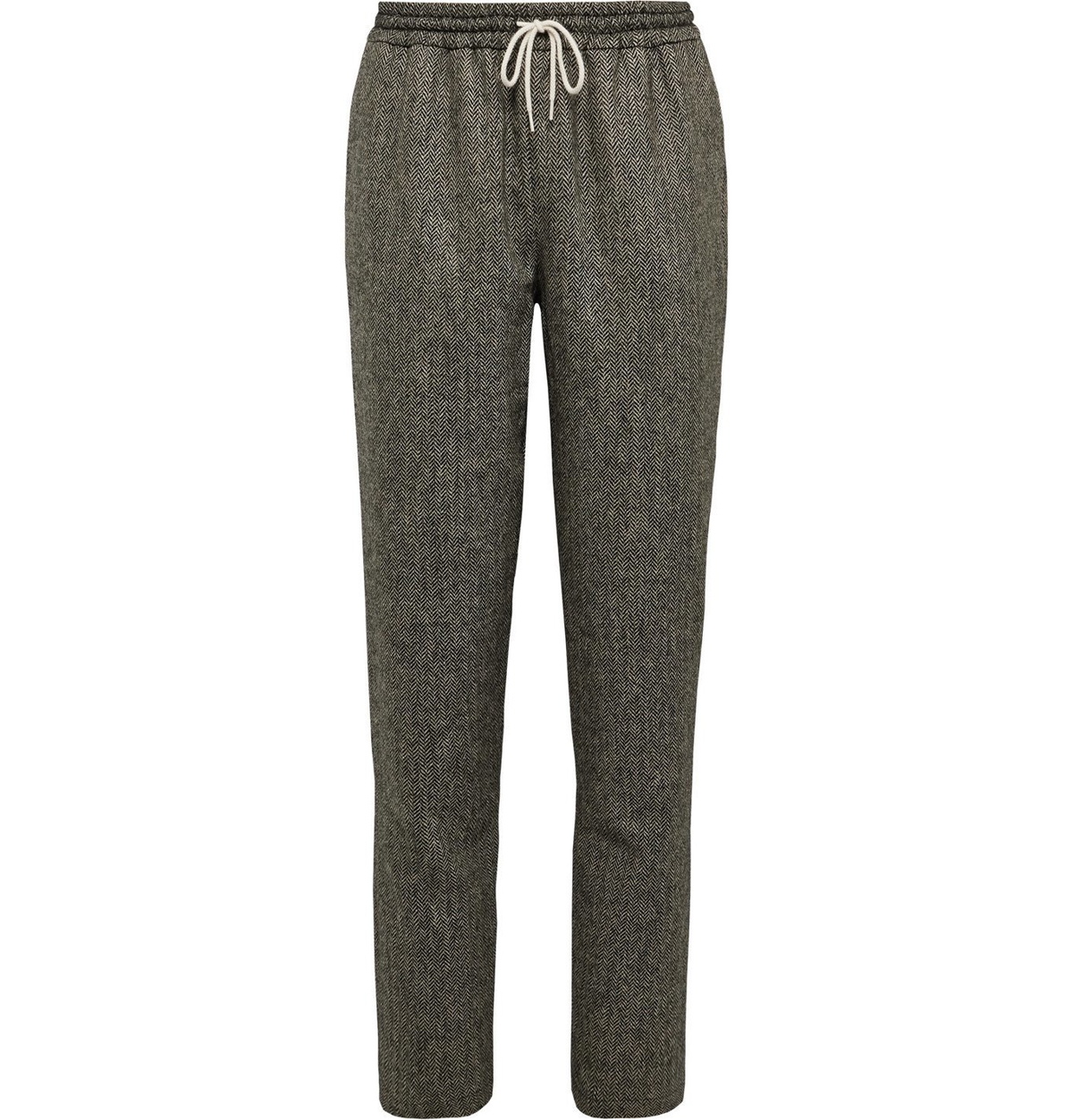 De Bonne Facture - Tapered Wool-Twill Drawstring Suit Trousers - Gray ...