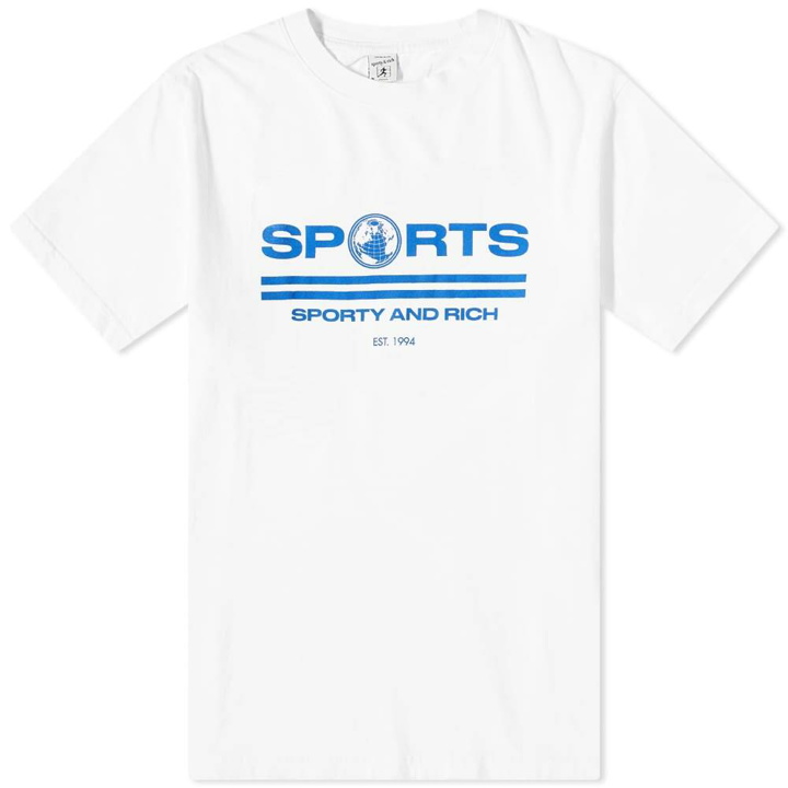 Photo: Sporty & Rich SRFC T-Shirt in White/Steel Blue