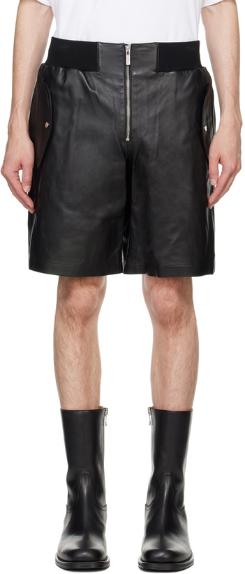 Photo: Helmut Lang Black Zip Bomber Leather Shorts