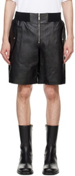 Helmut Lang Black Zip Bomber Leather Shorts
