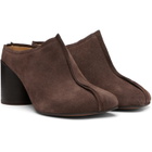MM6 Maison Margiela Brown Suede Anatomic Stitch Toe Mule Heels