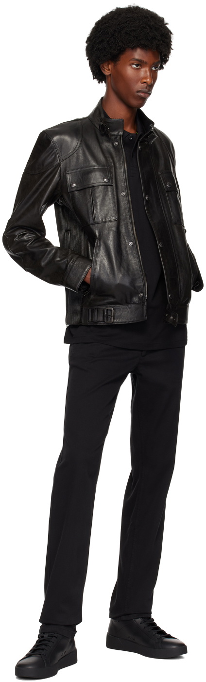 Belstaff Black Hand-Waxed Gangster Leather Jacket