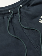 Neighborhood - Wide-Leg Logo-Flocked Cotton-Jersey Drawstring Shorts - Gray