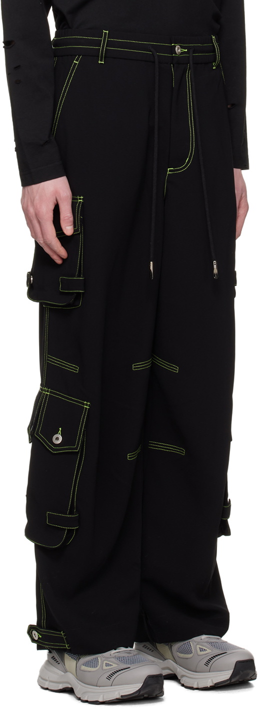 【BAON】[unisex] Stench stitch banding cargo pants Feng Chen Wang Black Contrast Stitch Cargo Pants Feng Chen Wang