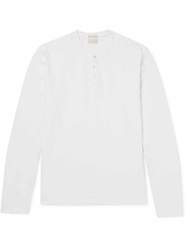Photo: Massimo Alba - Watercolour Cotton-Jersey Henley T-Shirt - White