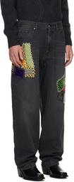 BLUEMARBLE Black Embroidered Patchwork Jeans