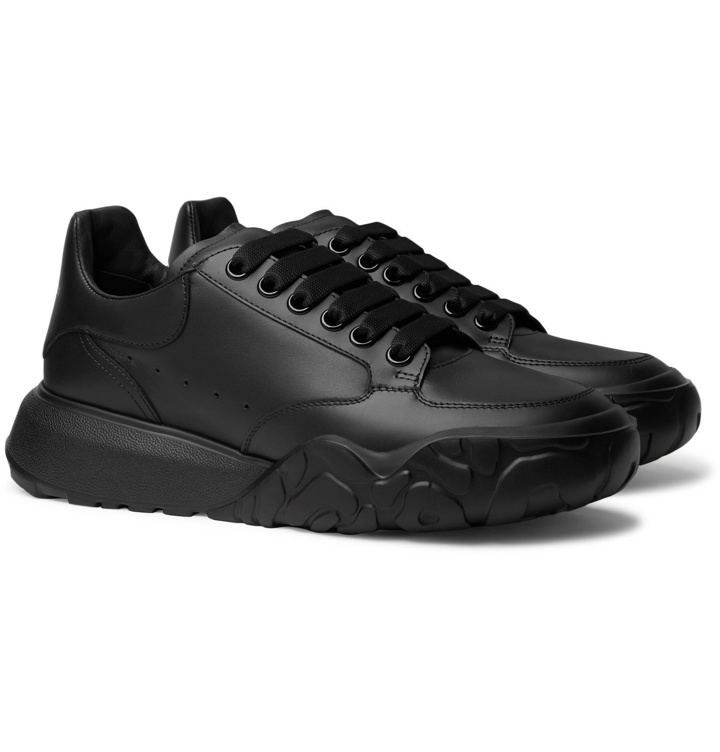 Photo: Alexander McQueen - Exaggerated-Sole Leather Sneakers - Black