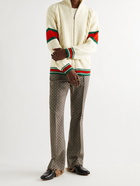 GUCCI - Striped Cable-Knit Wool Zip-Up Cardigan - Neutrals