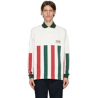 Gucci White Web Striped Long Sleeve Polo