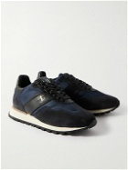 Dunhill - Legacy Runner Suede-Trimmed Leather and Nylon Sneakers - Blue
