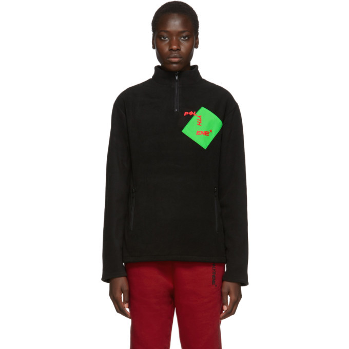 Photo: Polythene* Optics Black Fleece Quarter-Zip Sweatshirt