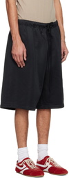 Fear of God ESSENTIALS Black Holiday Satin Fleece Relaxed Shorts