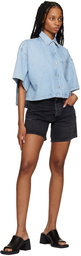 AGOLDE Black Broken Waistband Denim Shorts