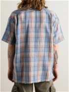 Greg Lauren - Frayed Checked Cotton-Flannel Shirt - Blue