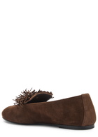 Aquazzura Gytane Fringed Suede Loafers Brown