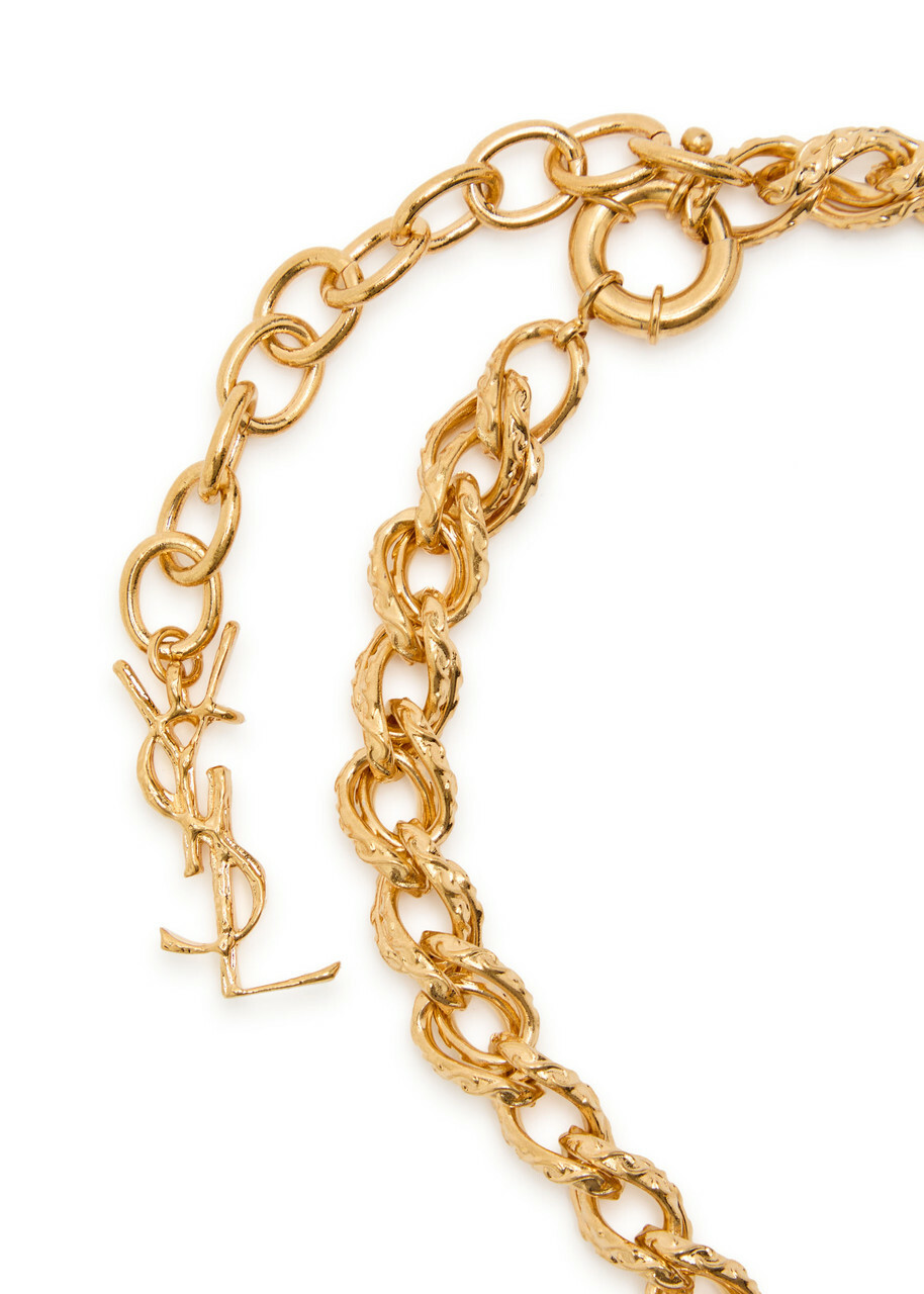 Saint Laurent Logo Chain Brass Necklace - Gold - One Size