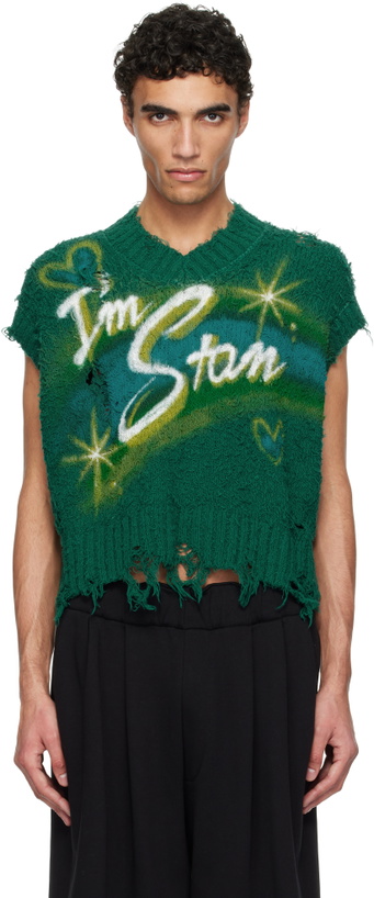 Photo: doublet Green Airbrush Recycled Cotton Knit Vest