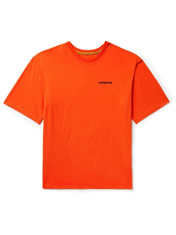 Photo: Patagonia - P-6 Mission Printed Organic Cotton-Jersey T-Shirt - Orange