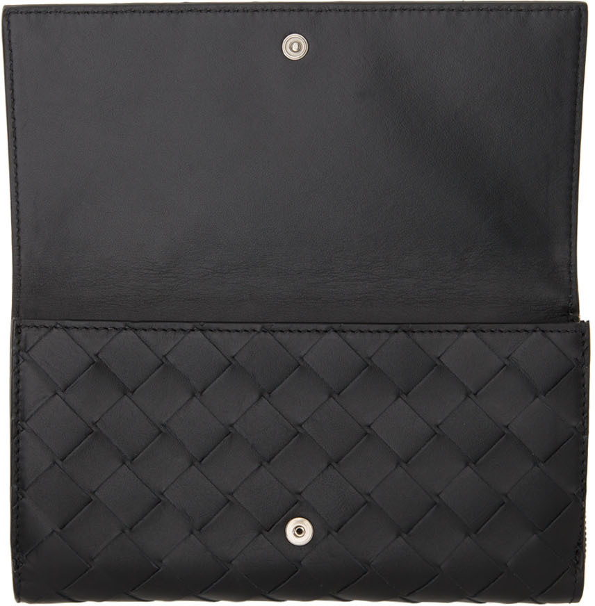 Bottega Veneta Black Intrecciato Zip Bifold Wallet Bottega