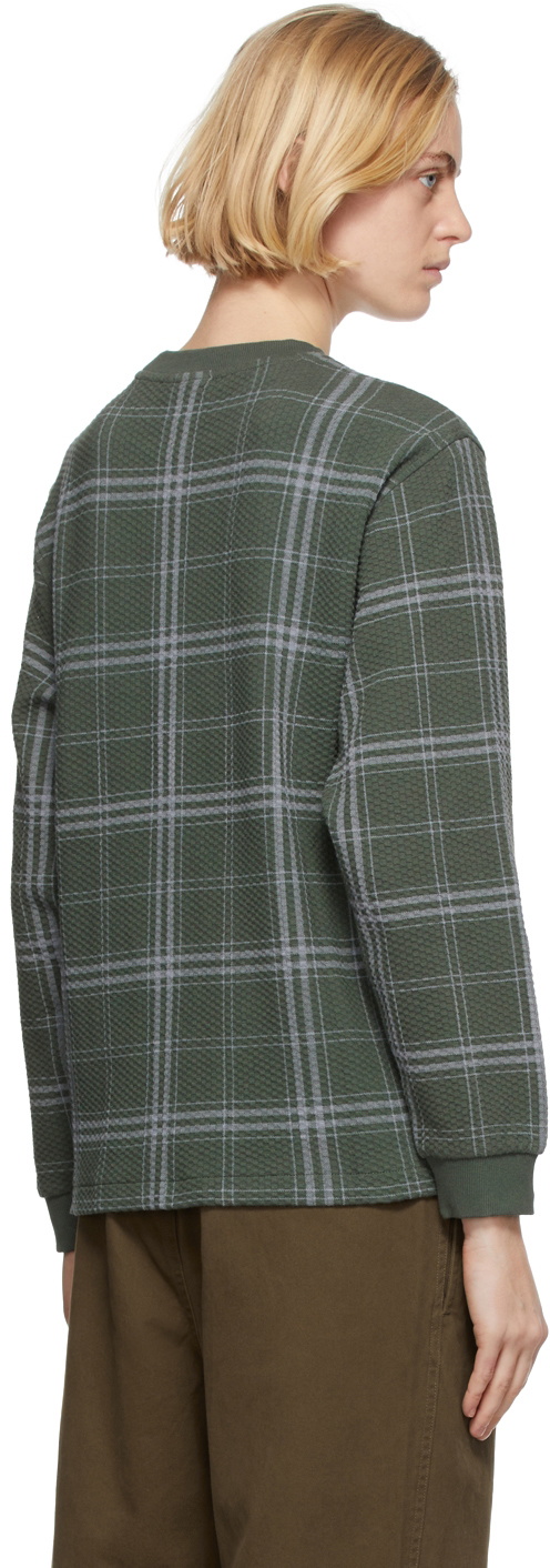 Stüssy Green Discharged Plaid Waffle T-Shirt Stussy