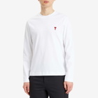 AMI Paris Men's Small Red ADC Classic Long Sleeve T-Shirt in White