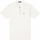 Fred Perry Men's Textured Zip Neck Polo Shirt in Ecru