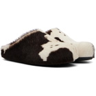 Marni White & Brown Fussbett Sabot Slip-on Loafers