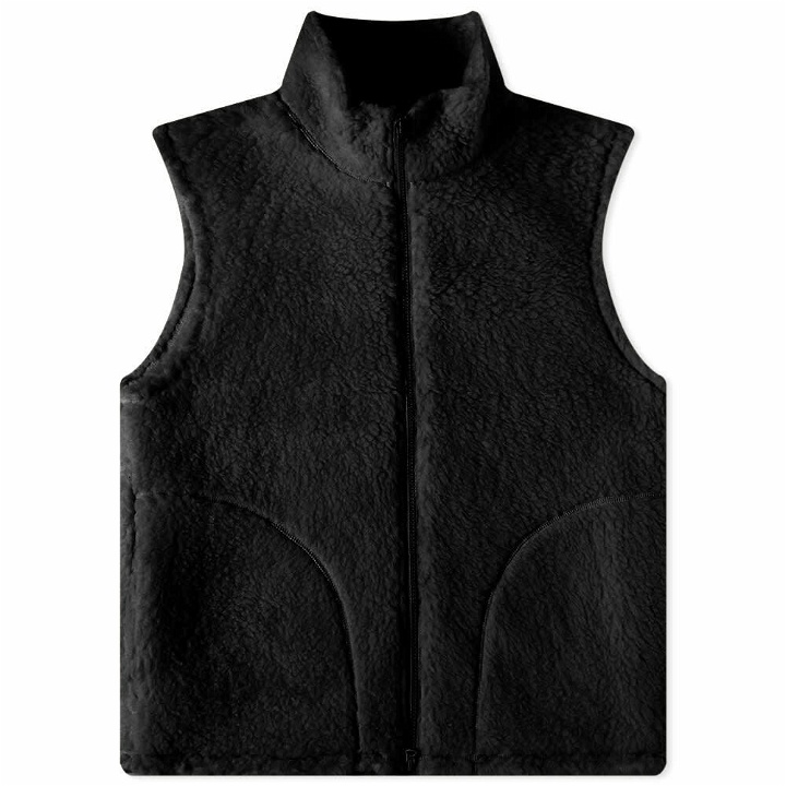Photo: Beams Plus Men's Stand Collar Boa Fleece Vest in Black