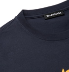 Balenciaga - Logo-Print Cotton-Jersey T-Shirt - Men - Navy