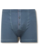 Hemen Biarritz - Albar Ribbed Organic Cotton-Blend Boxer Briefs - Blue