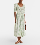 Dôen Ischia gathered floral cotton midi dress