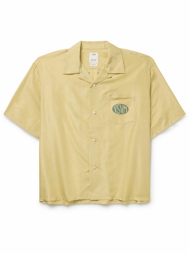 Photo: Visvim - Crosby Convertible-Collar Logo-Print Silk Shirt - Yellow