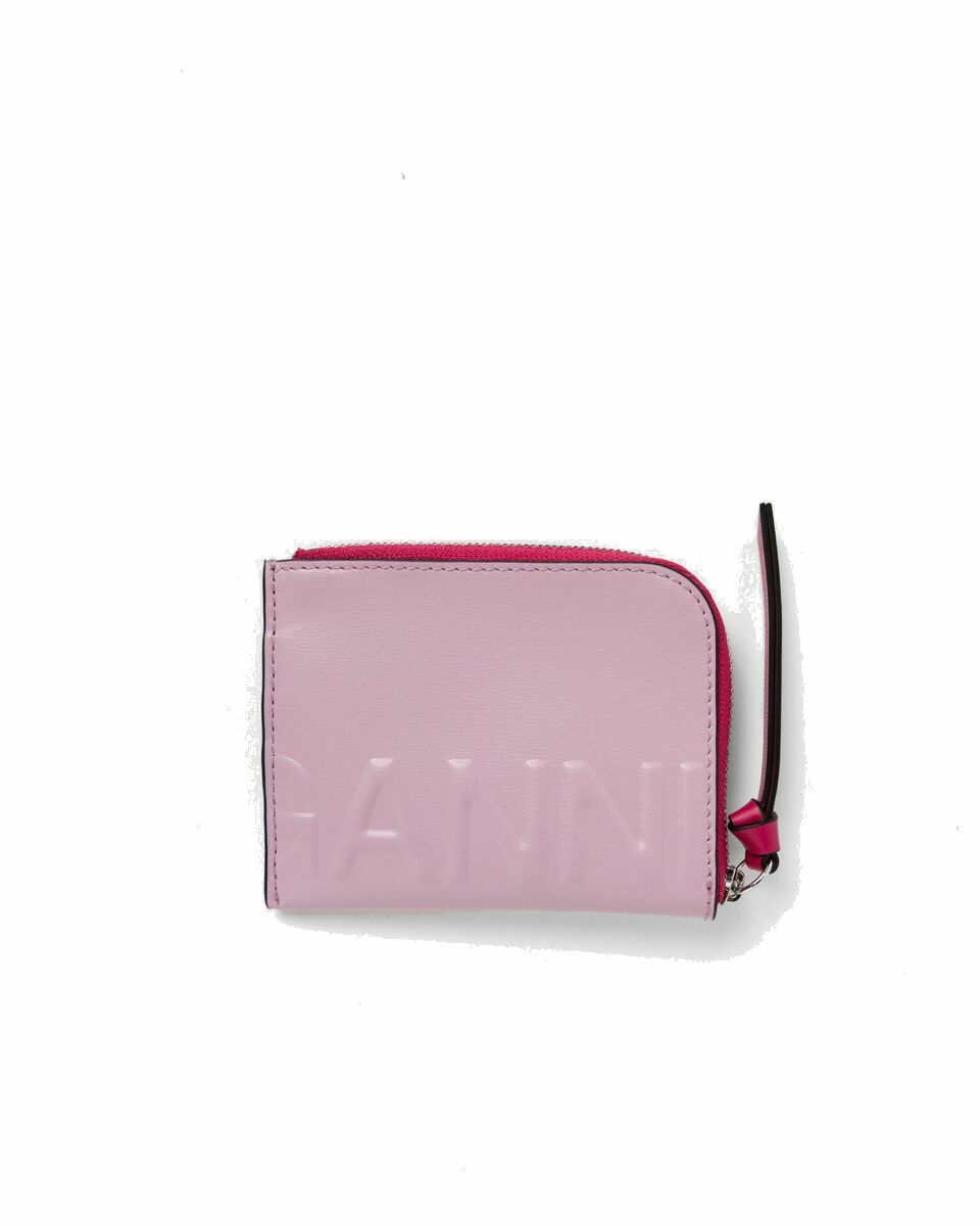 Photo: Ganni Banner Zip Around Card Holder Pink - Womens - Wallets