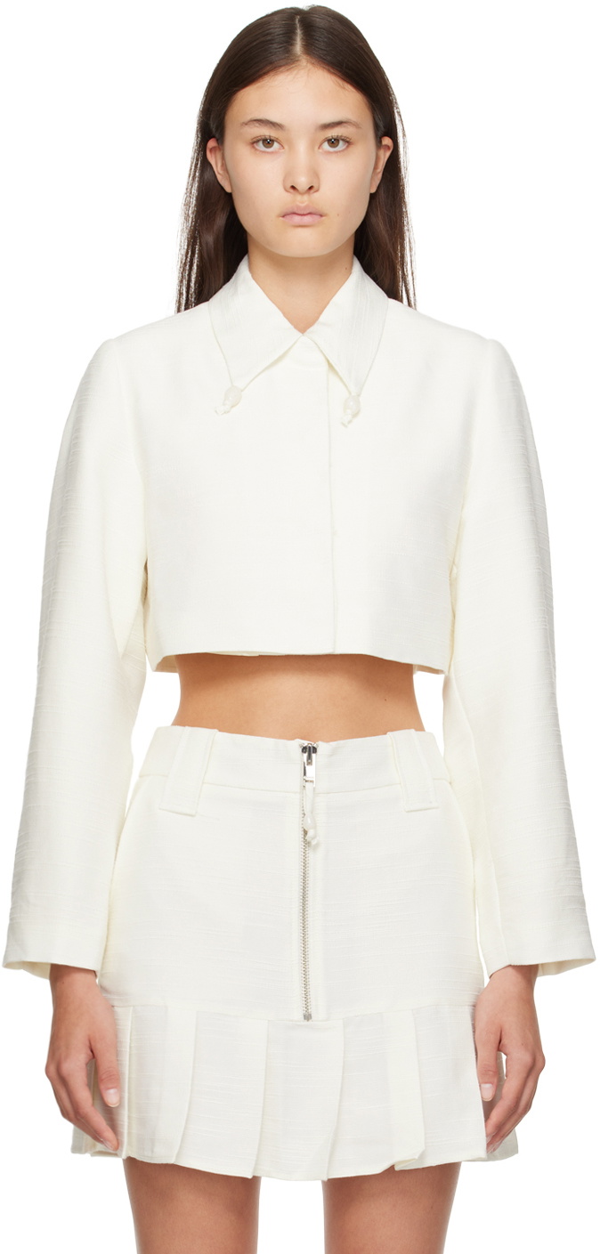 GANNI Off-White Slub Blazer GANNI