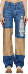 JW Anderson Blue & Beige Distressed Jeans