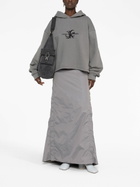 Jade Cropper Grey Logo-Print Asymmetric Hoodie
