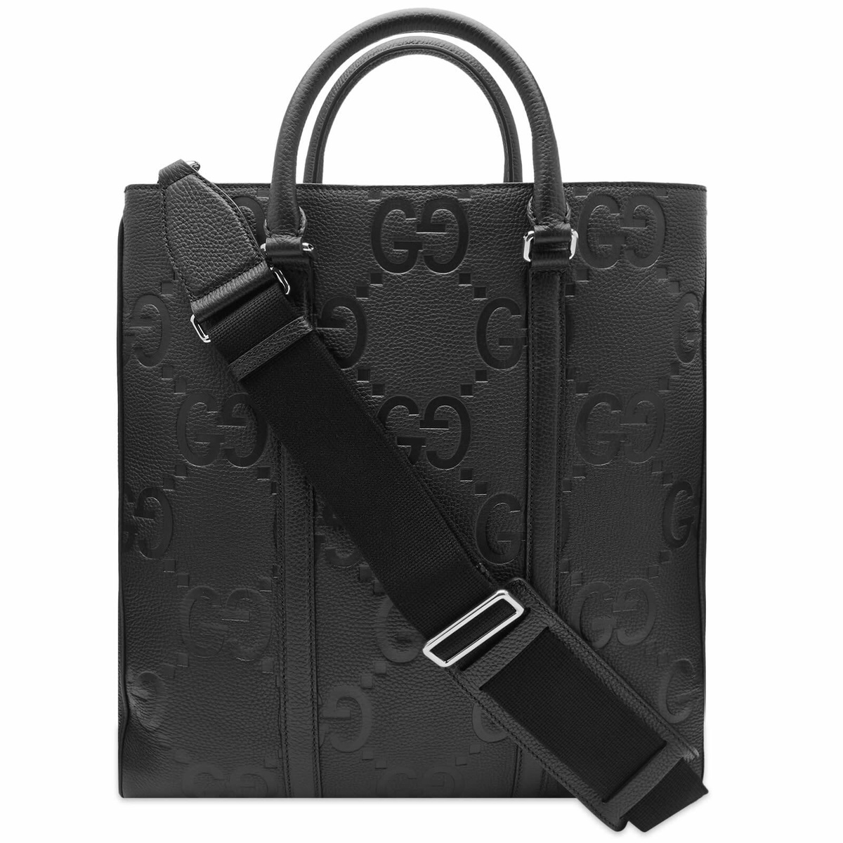 Gucci Men's Jumbo GG Leather Tote Bag in Black Gucci