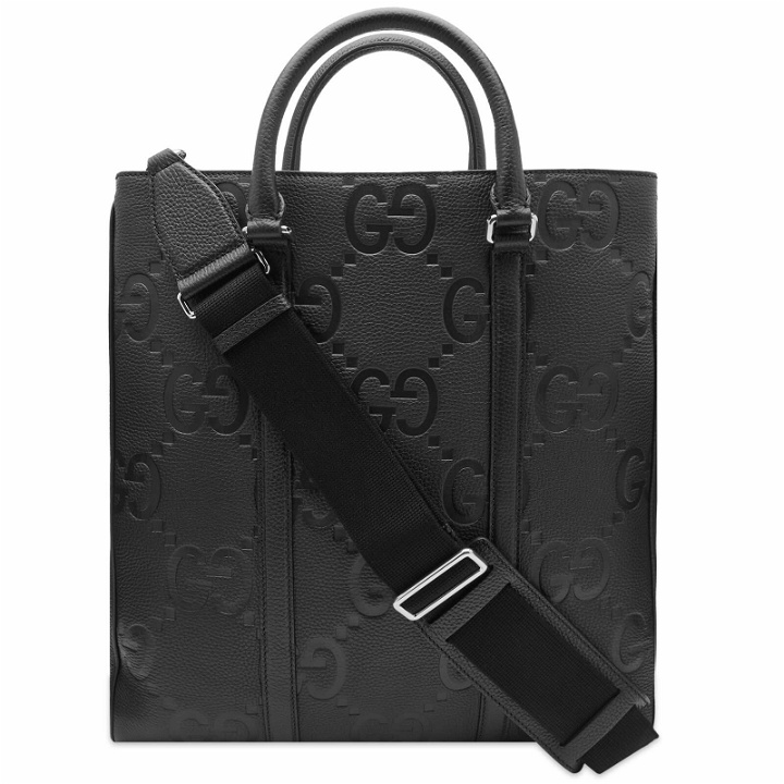 Photo: Gucci Men's Jumbo GG Leather Tote Bag in Black
