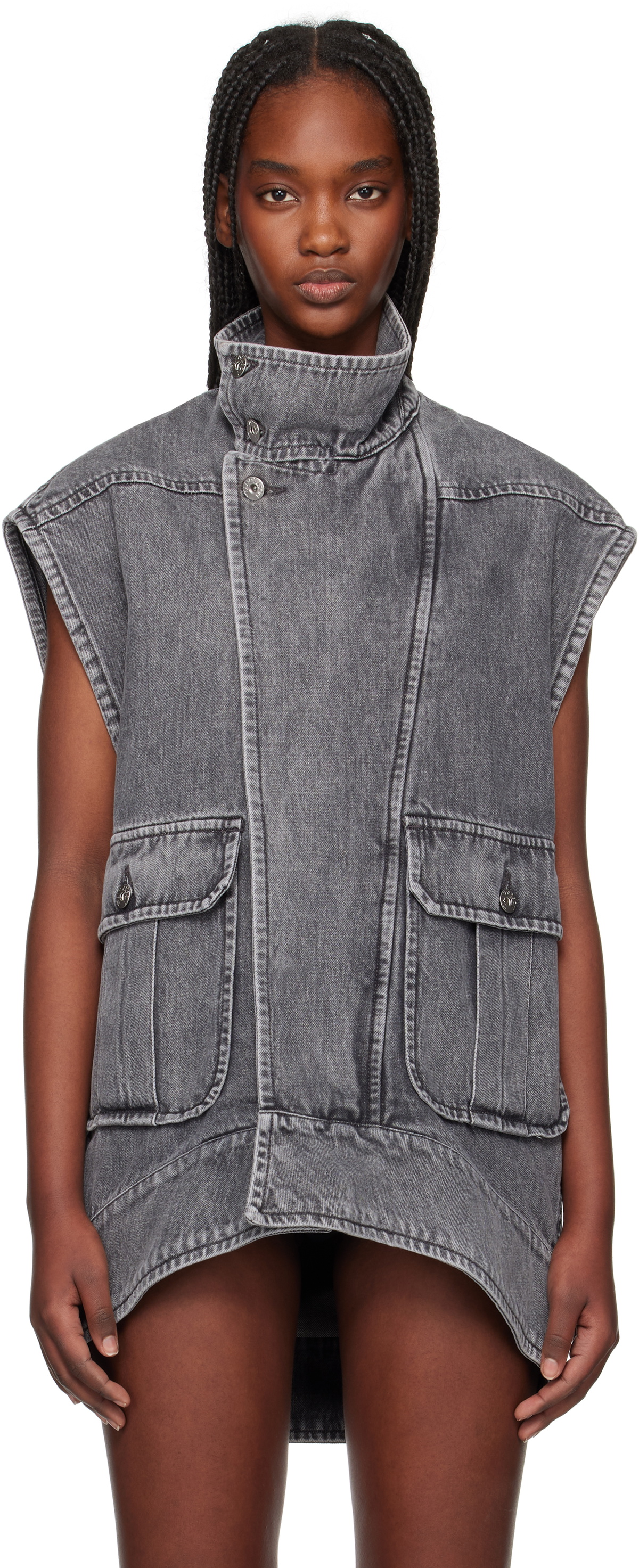 JW Anderson Gray Oversized Sleeveless High Neck Vest