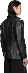 LU'U DAN Black Cinched Leather Blazer