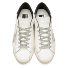 Golden Goose White and Black Metal Logo Superstar Sneakers