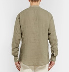 Massimo Alba - Grandad-Collar Linen Half-Placket Shirt - Men - Sage green