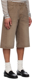 COOR Brown Garment-Dyed Engineer Denim Bermuda Shorts