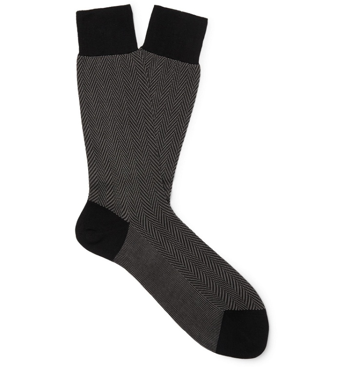 Photo: TOM FORD - Herringbone Cotton Socks - Gray