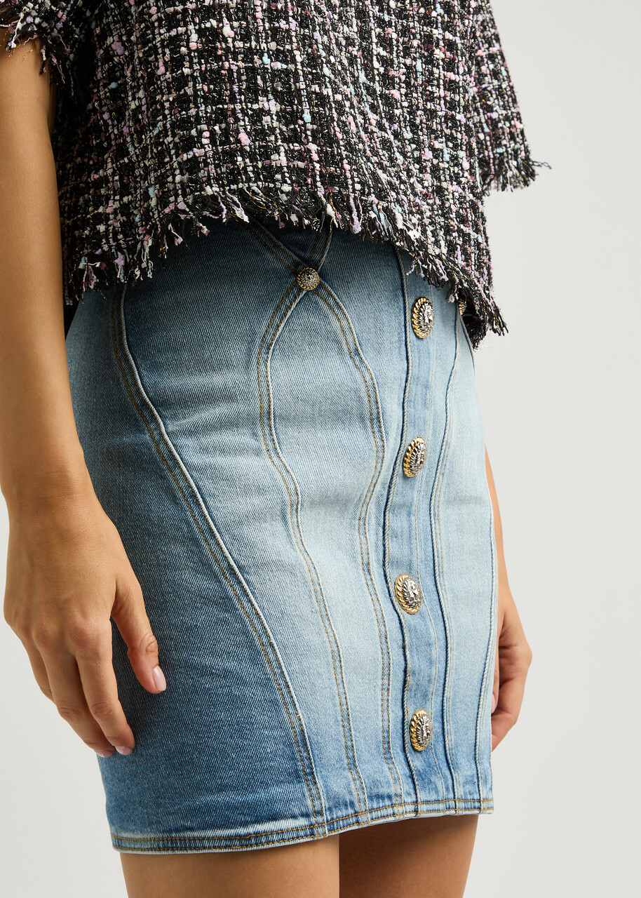 Balmain Panelled Stretch-denim Mini Skirt Balmain