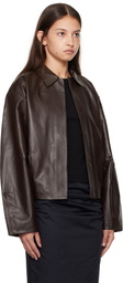 St. Agni Brown Cocoon Leather Jacket