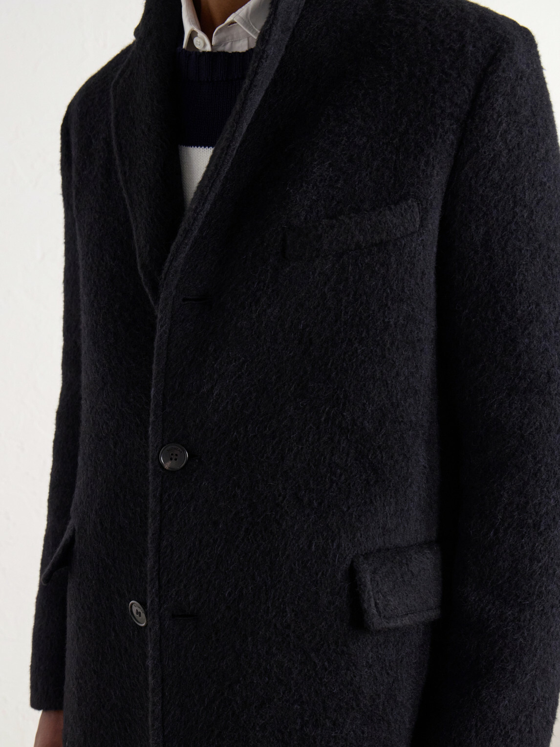 Slowear - Montedoro Alpaca-Blend Bouclé Coat - Black
