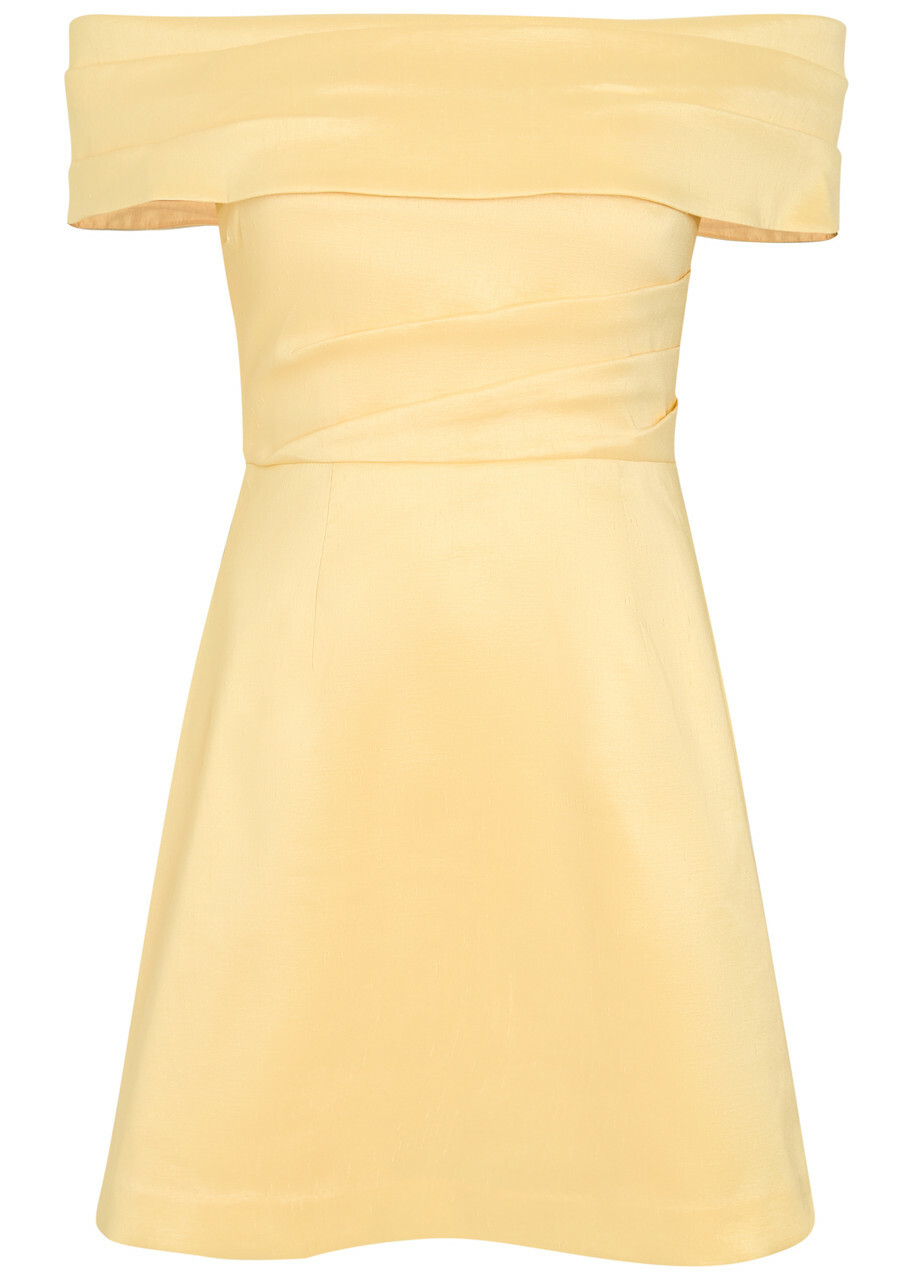 Rebecca Vallance Mandy Pleated Slubbed-poplin Mini Dress Yellow