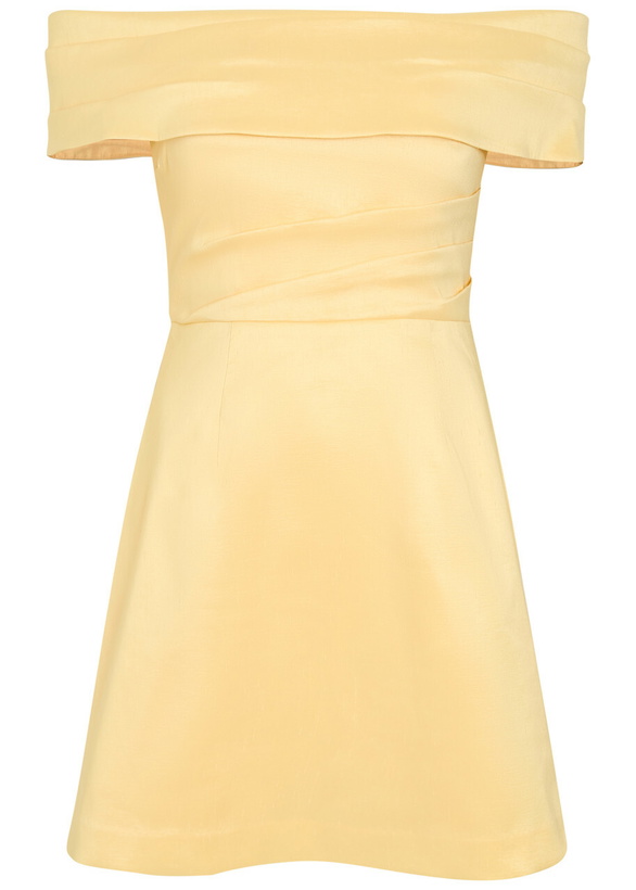 Photo: Rebecca Vallance Mandy Pleated Slubbed-poplin Mini Dress Yellow